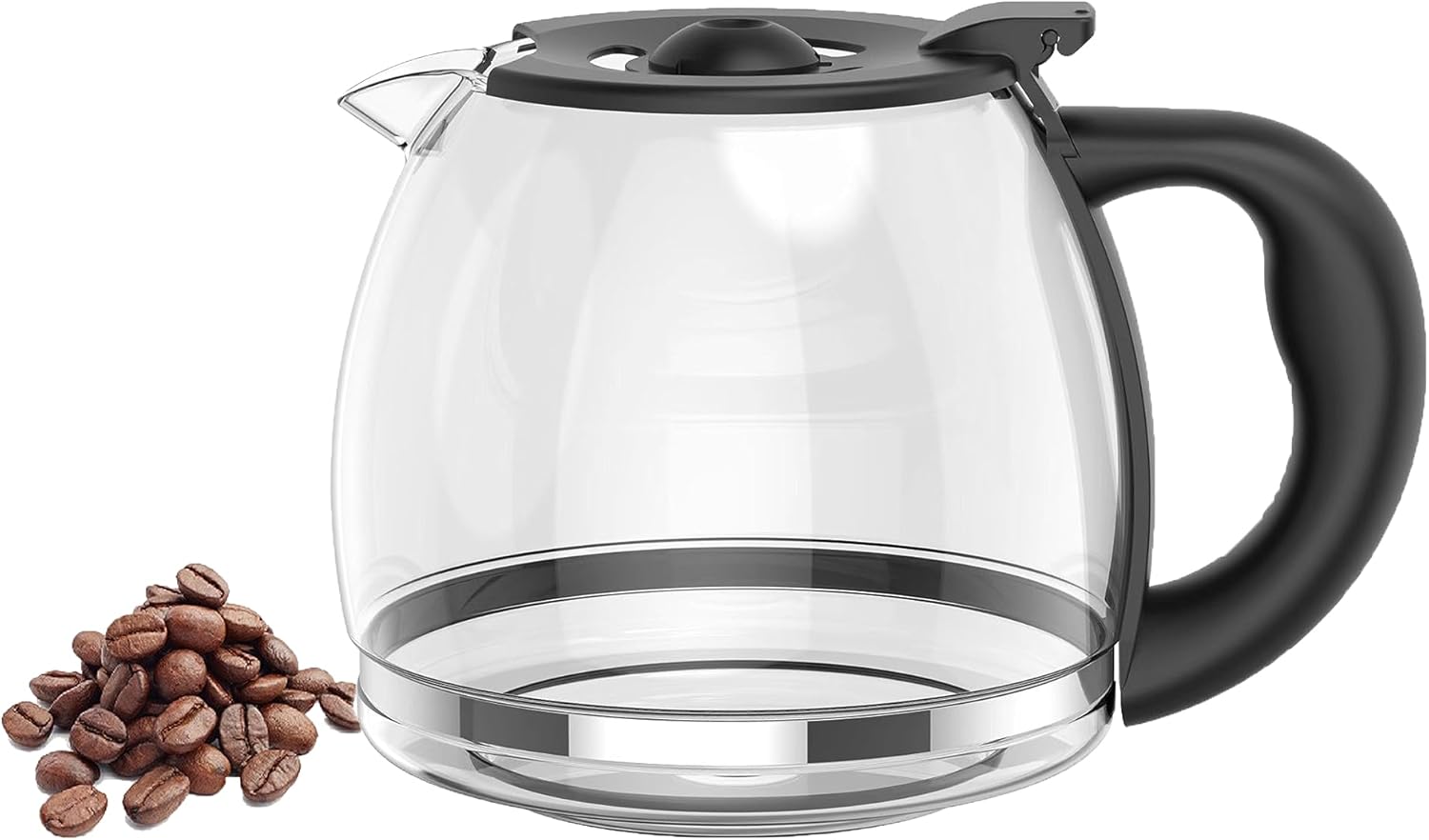 12-CUP Glass Carafe Replacement Compatible With Mr. Coffee 12 Cup coffee maker machine,Black Handle, Part# PLD12, PLD12-RB Series
