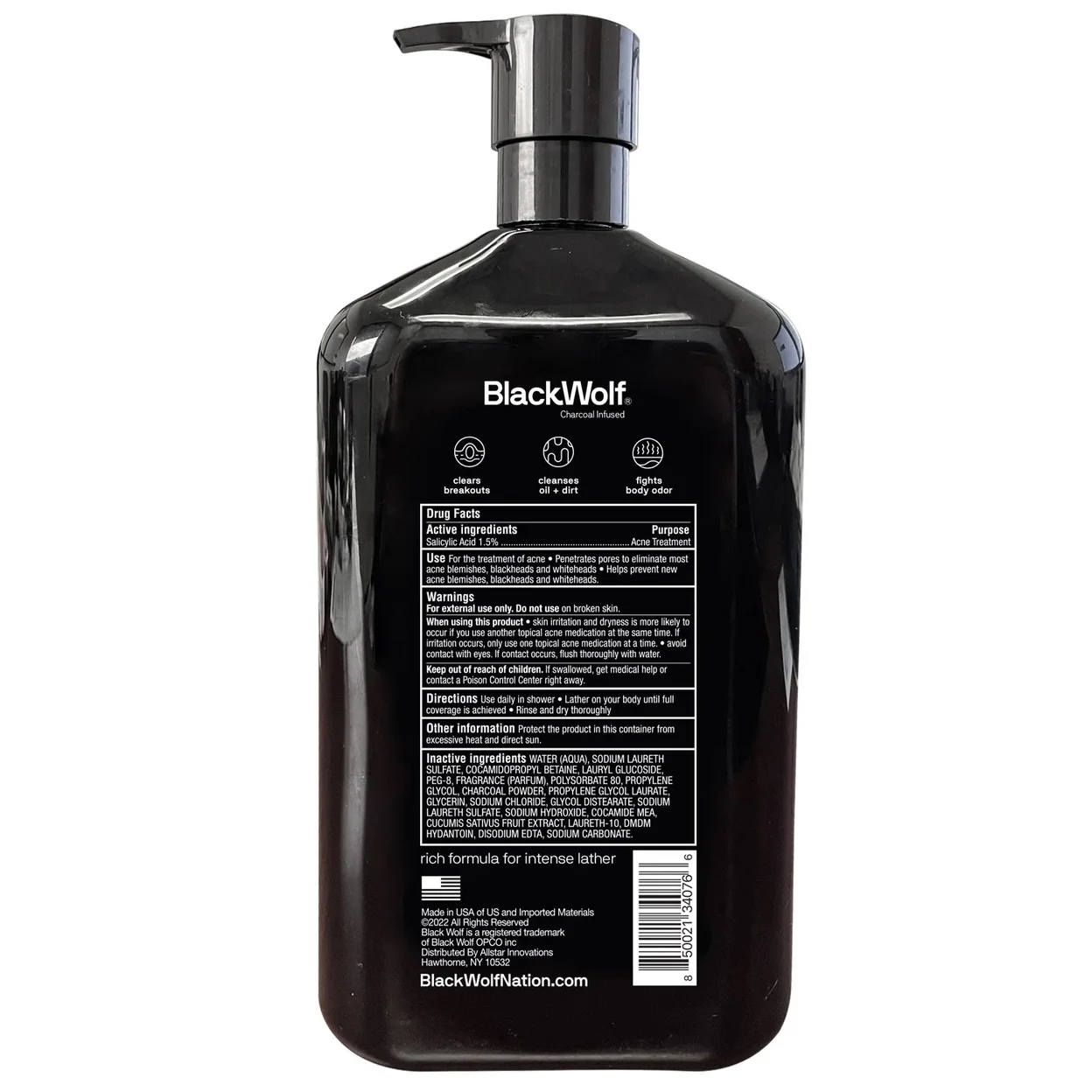 Black Wolf Mens Charcoal Body Wash (33.8 Fluid Ounce)