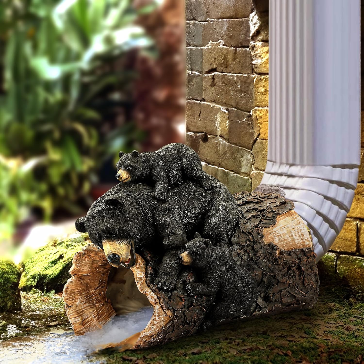Downspout Extensions Black Bear Statue Garden Decorative Downspout Diverter Splash Block Outdoor Gutter Splash Guards