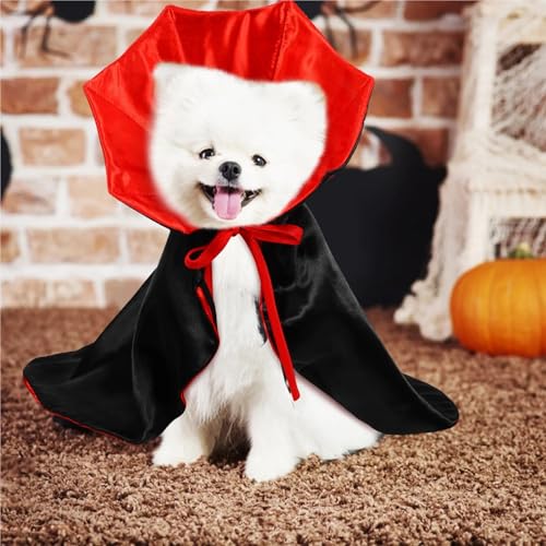 Pet Vampire Cape Cloak 5 Pcs Halloween Pet Vampire Cape Adjustable Red Black Cloak All Season Horror Style Dress Gift for Cats Dogs
