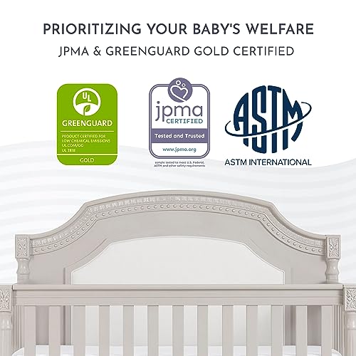 Evolur Julienne 5-In-1 Convertible Crib In Clay, Greenguard Gold Certified, Features 3 Mattress Height Settings, Sturdy And Spacious Baby Crib, Wooden Furniture