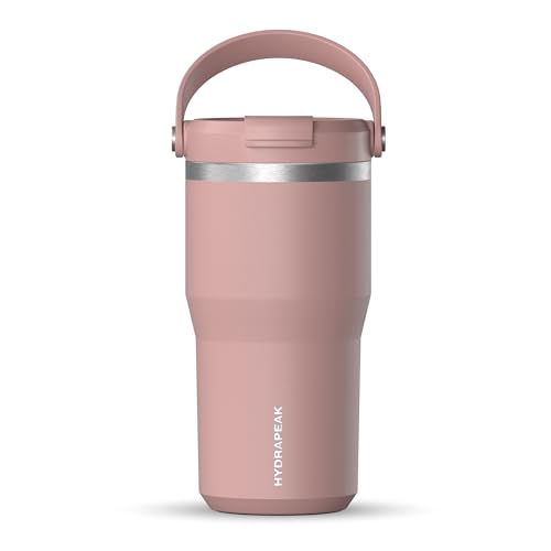 Hydrapeak Nomad 24 oz Tumbler with Handle and Straw Lid, Leakproof, Double Insulated, 24oz Cup Stainless Steel (Blush)