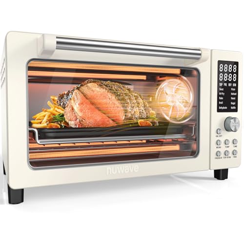 Nuwave Bravo Pro Smart 21QT Toaster Oven Air Fryer Combo, Convection Oven Countertop, 10 functions all in 1, with even & quick crisp technology, 50-450°F, 1800W, Stainless Steel