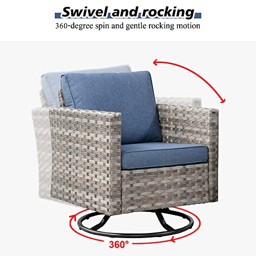 Outdoor Patio Sectional Furniture Sofa Set with Swivel Rocking Chair,8 Piece Modern Wicker Couch with Widened Armrest,Modular Conversation Seating Set for Garden(Orange Red)