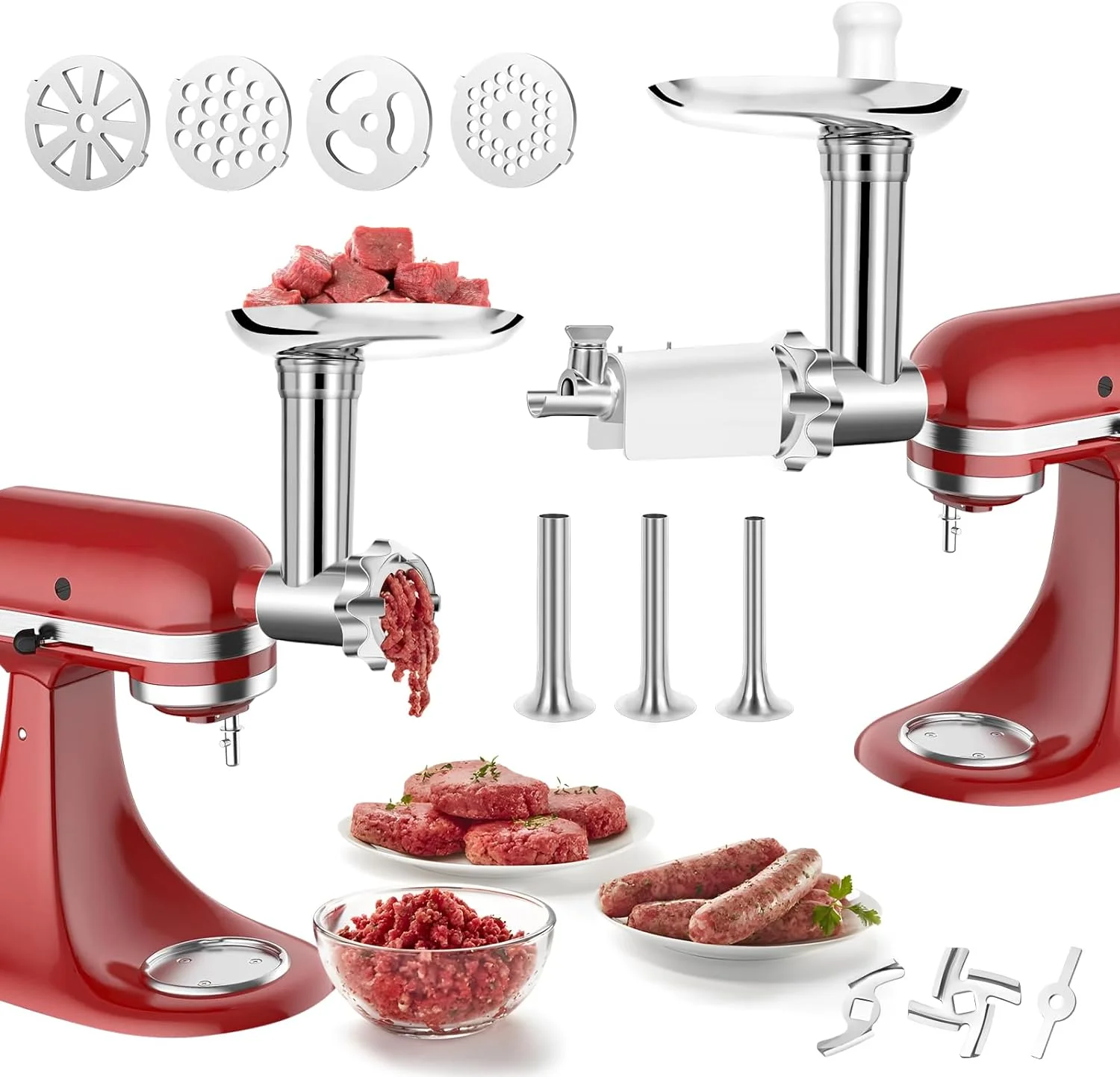 Stainless Steel Meat Grinder Attachments compatible with KitchenAid Stand Mixers, Electric Tomato Strainer & Food Meat Grinder Perfect Attachment compatible with KitchenAid Mixers(Mixer Not Included)