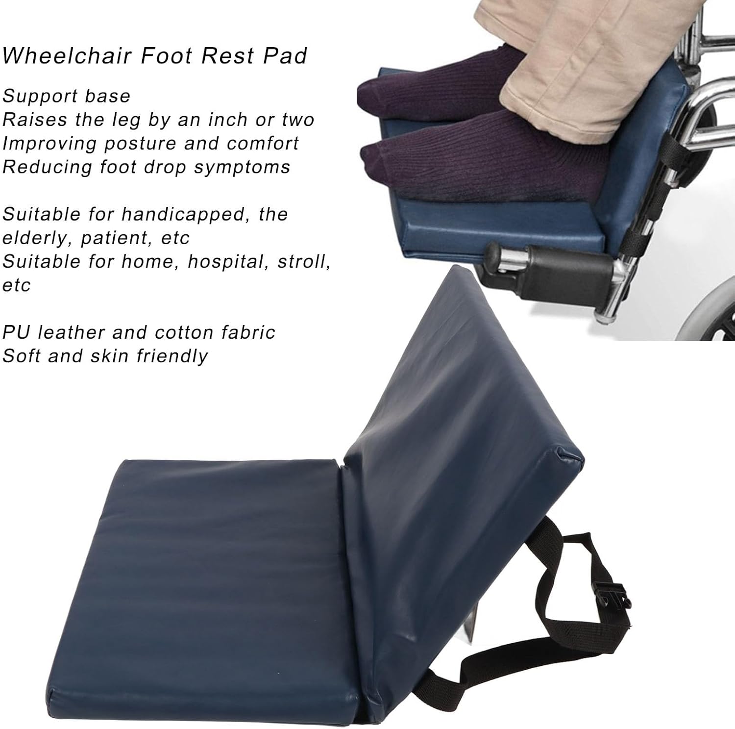 Wheelchair Foot Rest Extender Elevating Pad, Leg Cushion Protector, Secures Easily with Quick Release Strap Seat Foot , Provides Maximum Calf Support, Prevents Foot Sliding
