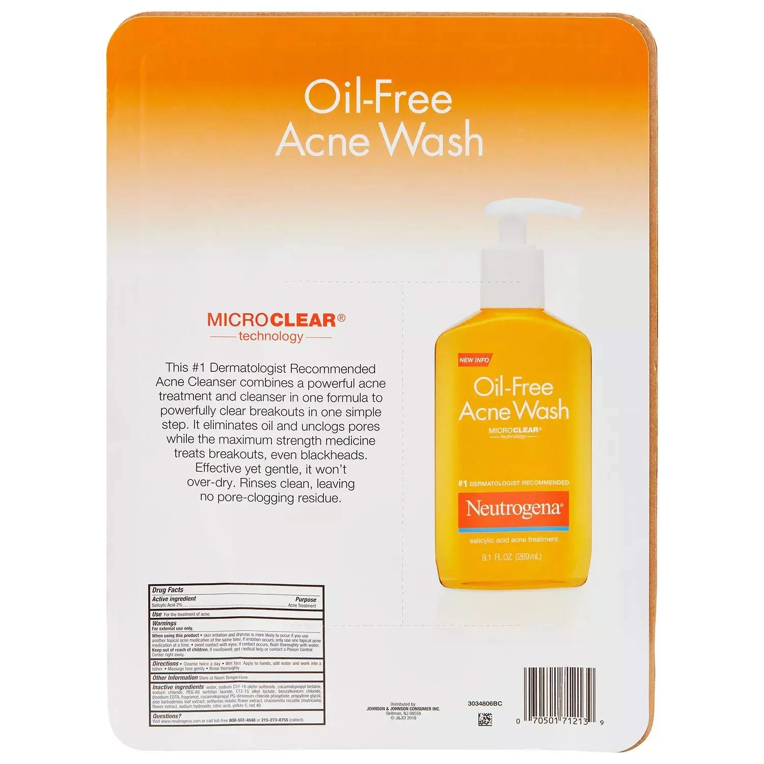 Neutrogena Oil-Free Acne Wash 9.10 oz (Pack of 2)