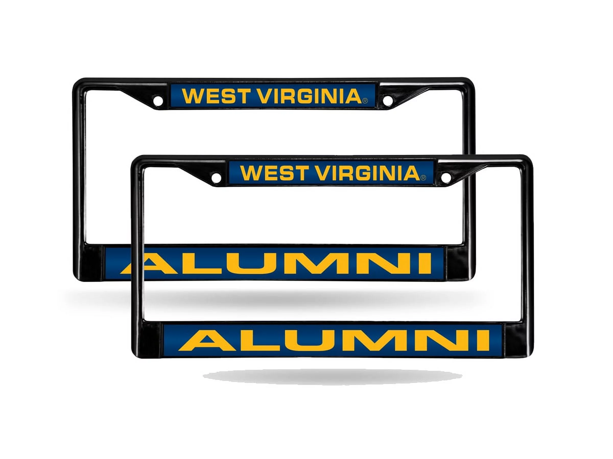 West Virginia UWV Mountaineers Alumni Black Metal (Set of 2) Laser Cut License Plate Frames