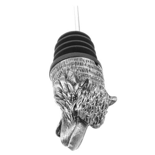 Garneck Wolf Head Wine Aerator Pourer, Spout Bottle Pourers Stainless Steel Wolf Stag Head Wine Pourer Stags Wine Decanter for White Red Wines Whiskey Silver