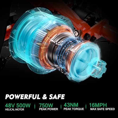 MOONCOOL Electric Tricycle for Adults, 500W 48V Folding Electric Trike Peak Power 750W, 3 Wheels Electric Bicycle, Aluminum Frame Electric Tricycle with Large Basket and Removable Battery