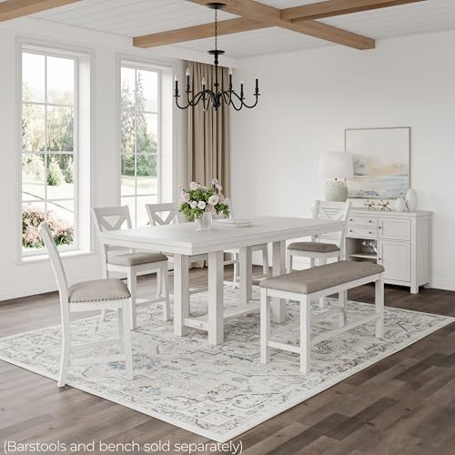 Signature Design by Ashley Robbinsdale Casual Removable Center Leaf Dining Extension Table with Trestle Base, White