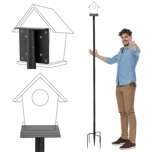 Bird Feeder Pole for Outdoors - 68in Adjustable Heavy-Duty Bluebird House Support Rod with Stable 5 Prong Base, Easy to Assemble Garden Nest Feeding Stand Post