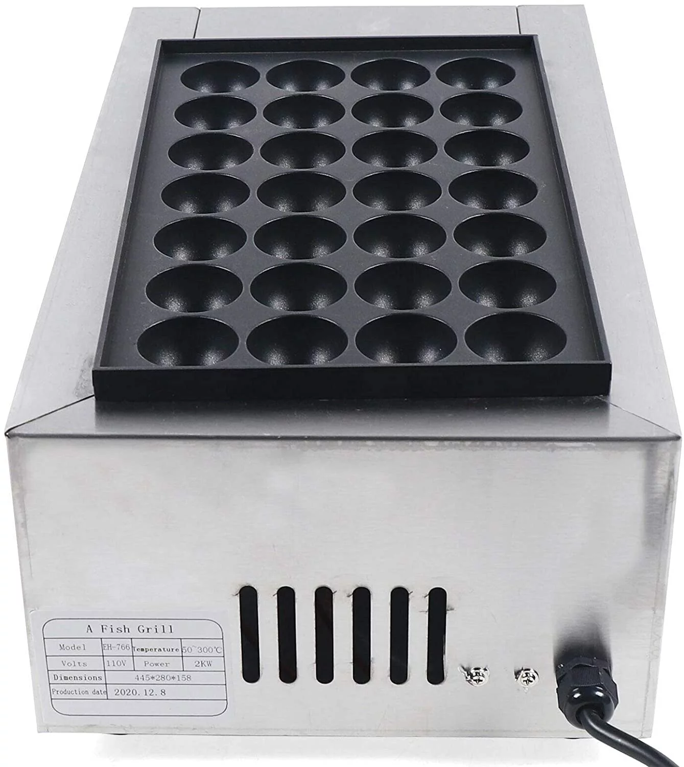 TFCFL 28 Holes Takoyaki Grill Pan Commercial Electrical Takoyaki Maker Not-Stick Takoyaki Machine Fish Ball Grill Stainless Steel Cooking Baking Mold 2000W