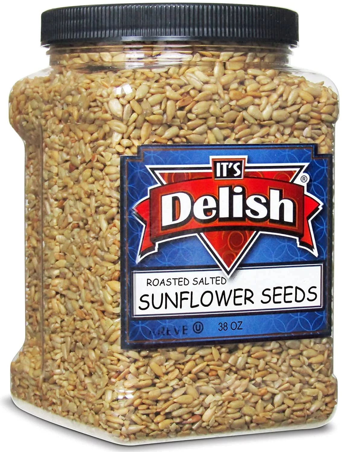 Gourmet Roasted Salted Sunflower Seeds by It's Delish, 38 Oz Jumbo Container Jar  Bulk Shelled Sunflower Seeds Kernels with Sea Salt  Crunchy Topping & Diet-Friendly Snack  USA Made, Vegan,...