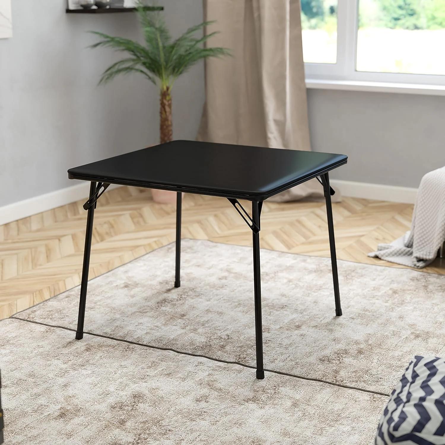 Black Folding Card Table - Lightweight Portable Folding Table With Collapsible Legs