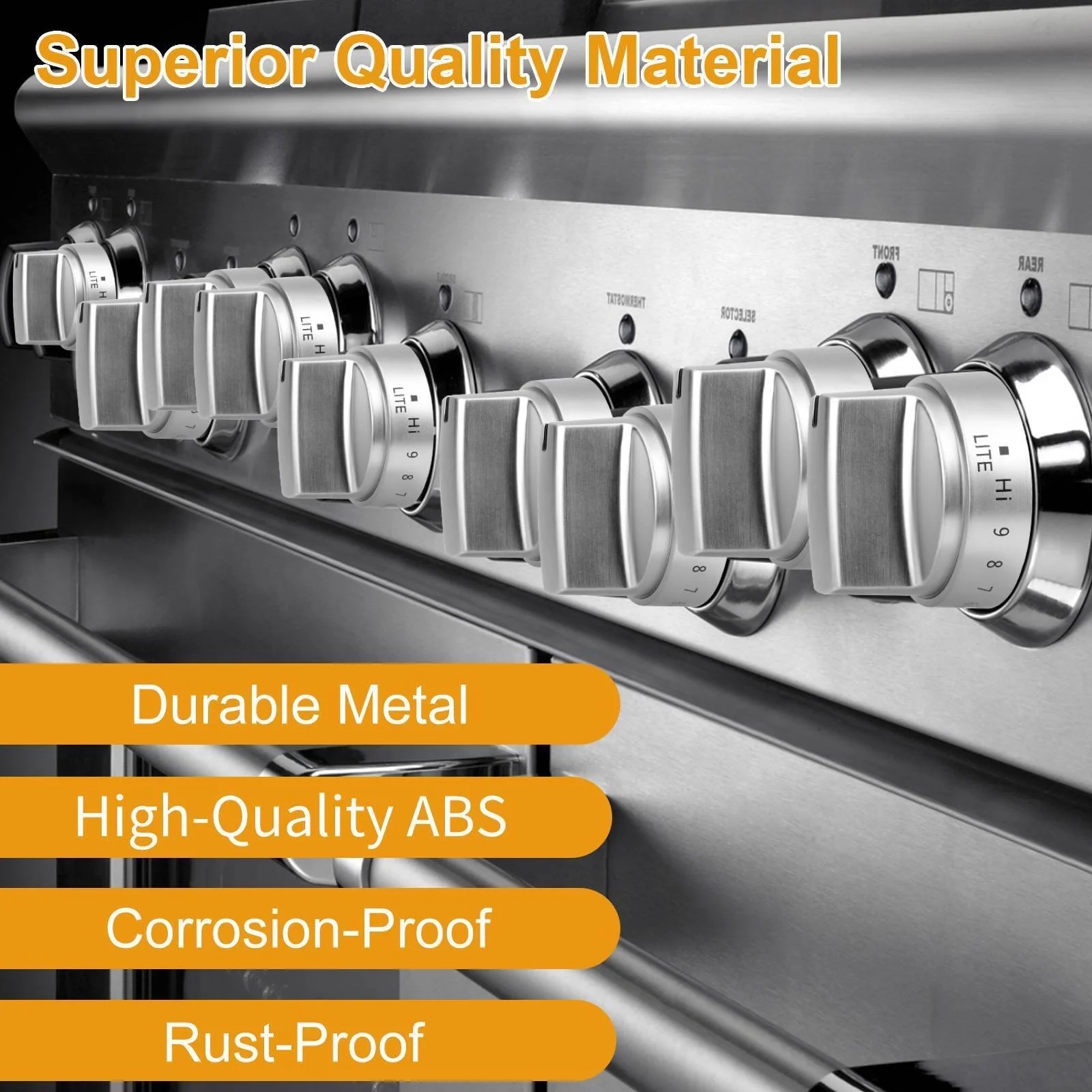 Stainless Steel Control Knob Replacement for GE Gas Range Stove WB03X24818 5PCS