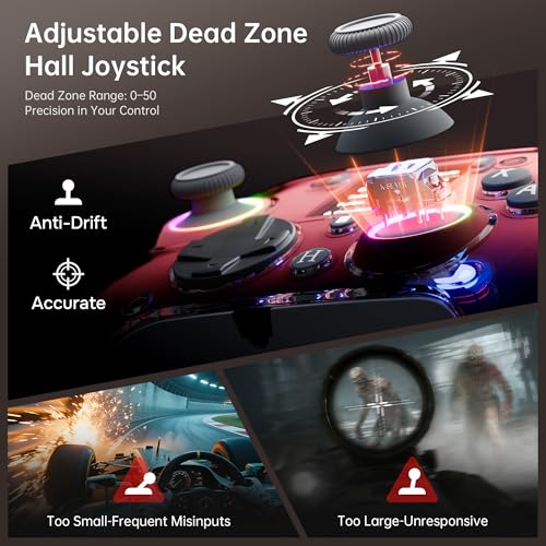 GUSGU G7 Wireless Gaming Controller with Interactive Screen, 1000Hz Polling Rate, Hall Joysticks & Triggers, 4 Programmable Buttons, Compatible with PC, Switch, PS4, iOS, Android, Gray