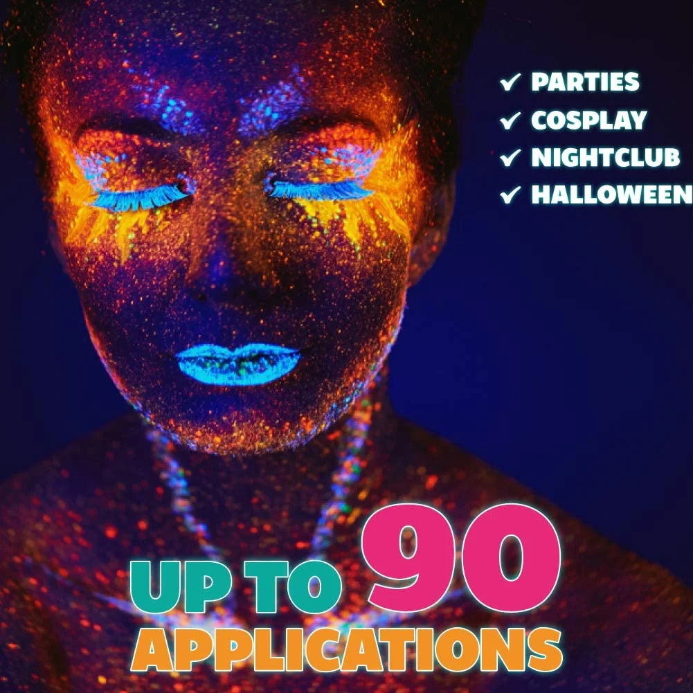 Kraze FX 6 Color Neon Face & Body Paint Palette (6 gram) with Brush - Water Activated, Professional UV Glow Blacklight Reactive Face Painting Kit, Hypoallergenic & Non-Toxic, Safe for Sensit