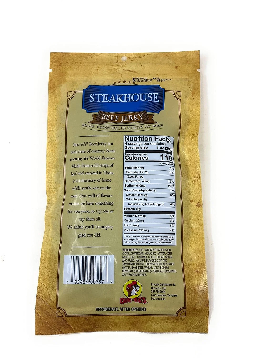 Jerky 4Oz - 1 Bag (Steakhouse)