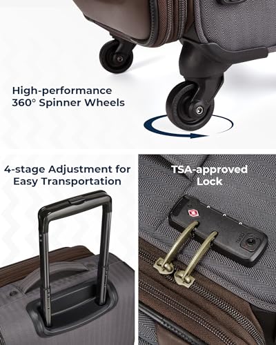 BAGSMART Carry-On Luggage Airline Approved, 20 inch Expandable Suitcase with Duffel bag, Softside Lightweight Suitcases with Spinner Wheels, Durable Travel Luggage, Carry-On Gray