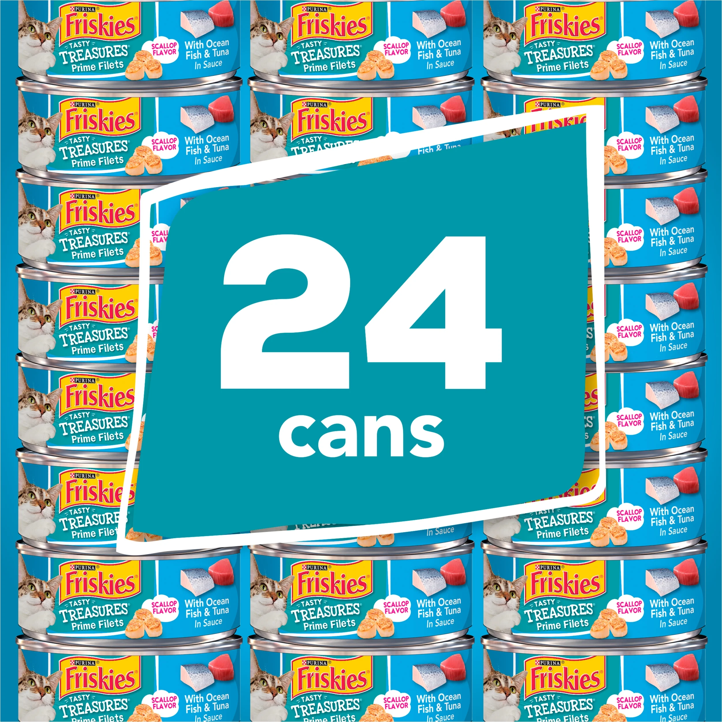 Purina Friskies Tasty Treasures Prime Filets Wet Cat Food Tuna, 5.5 oz Cans (24 Pack)