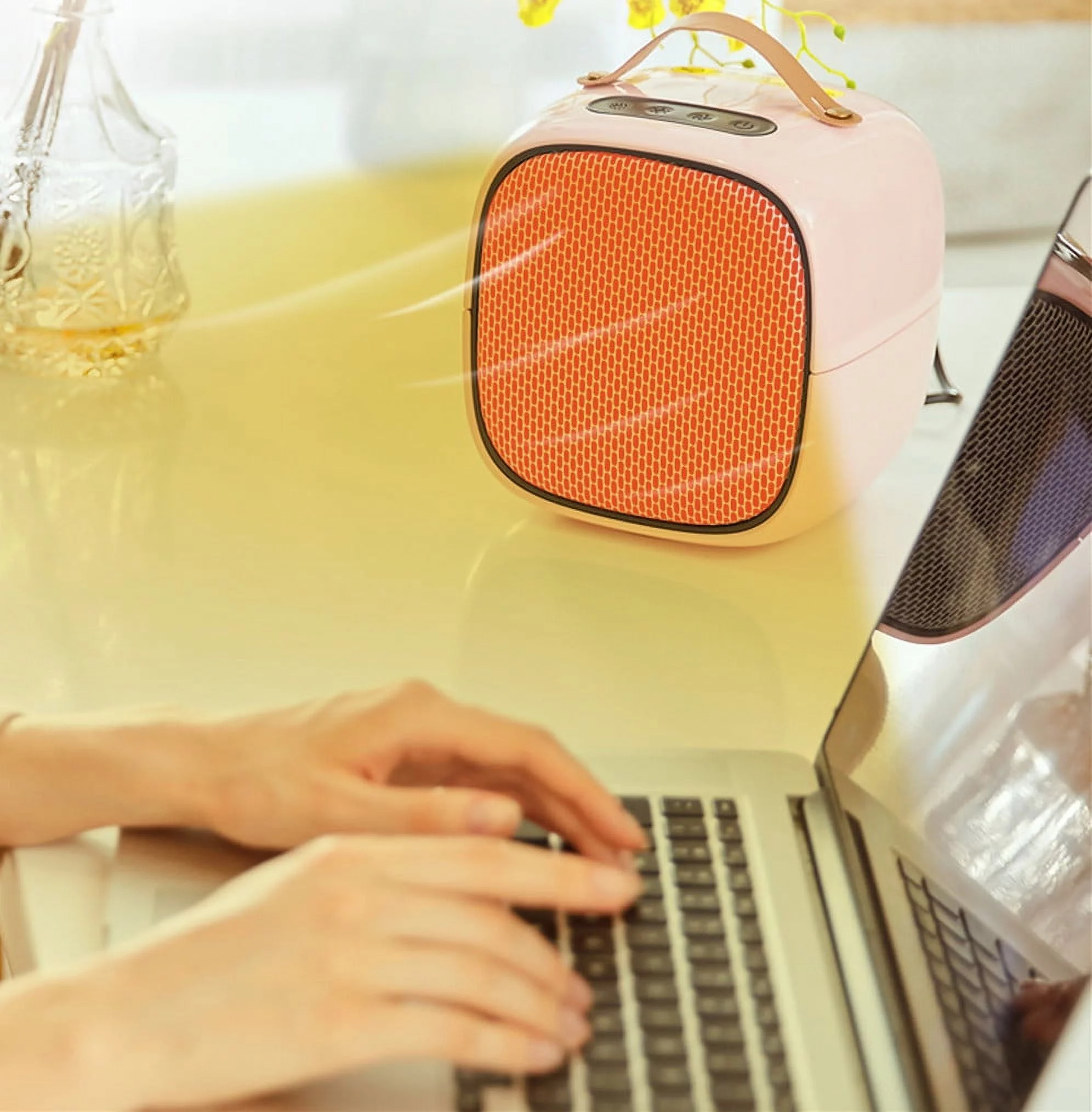 Three Modes Portable Electric Space Heater,fast heating for home & office - Pink