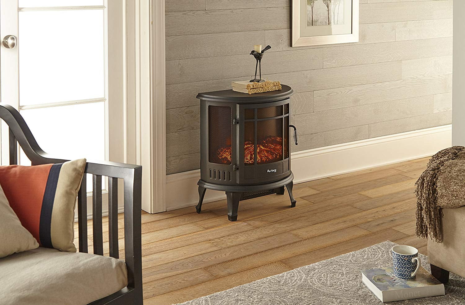 E-Flame USA Regal Free Standing Electric Fireplace Stove - Black