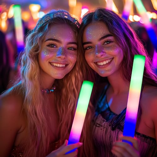 68 Pack led foam glow sticks bulk,wedding glow sticks for reception props，white light-up sticks for adults wedding，light up foam sticks，party light sticks pack,light sticks for parties bulk.