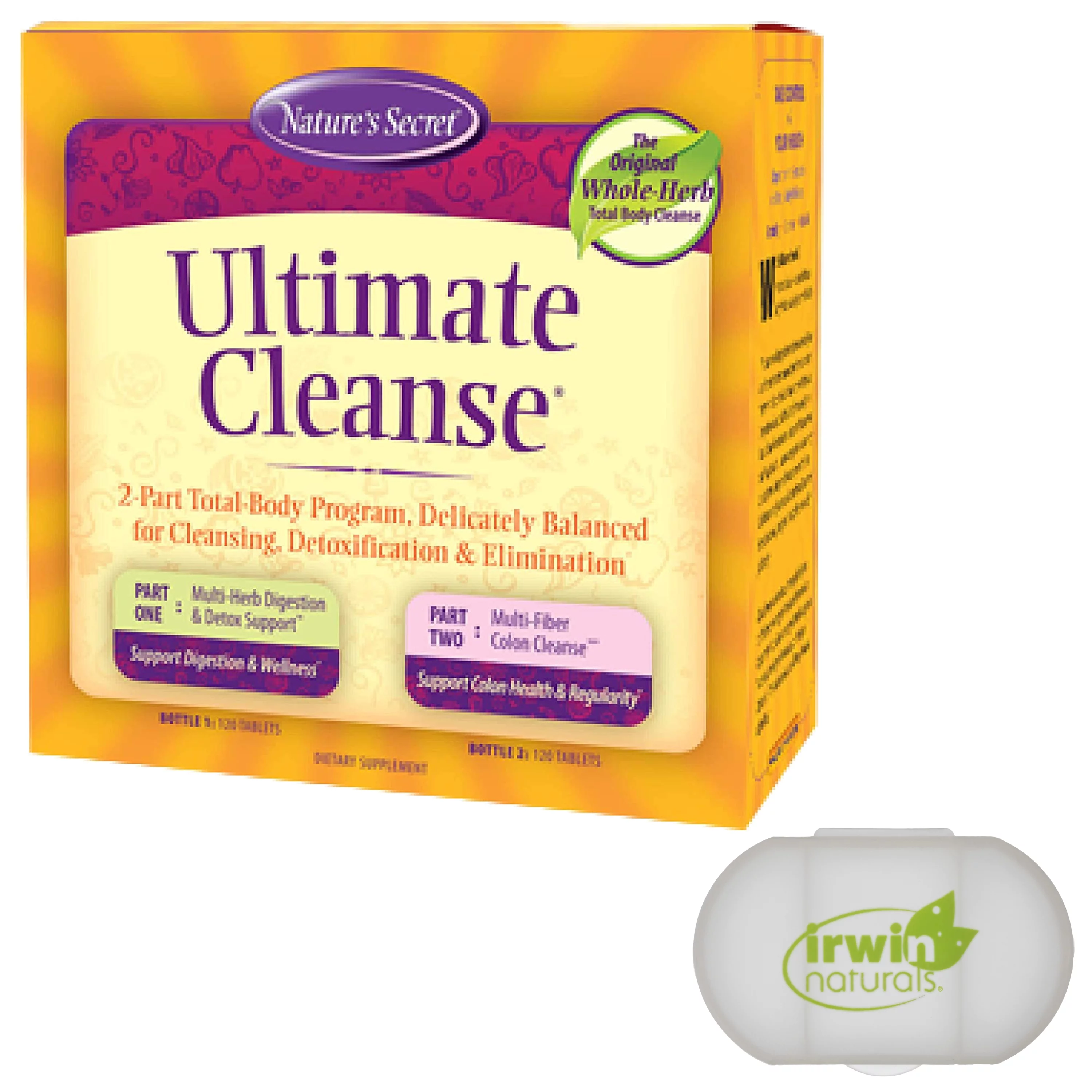 Natures Secret 7-Day Ultimate Cleanse 2-Part Total-Body Cleanse 240 Tablets with a Pill Case