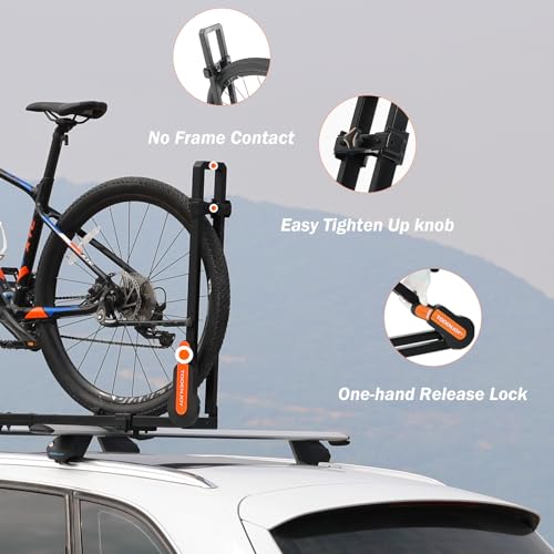 TOOENJOY Folding Hitch Bike Rack, Heavy Duty Bicycle Carrier Platform with Single Load Arm and Tier Strap, Fits 2