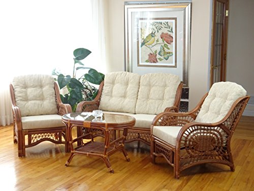 Malibu Lounge Living Accent Armchair Natural Rattan Wicker Handmade Design with Cushion