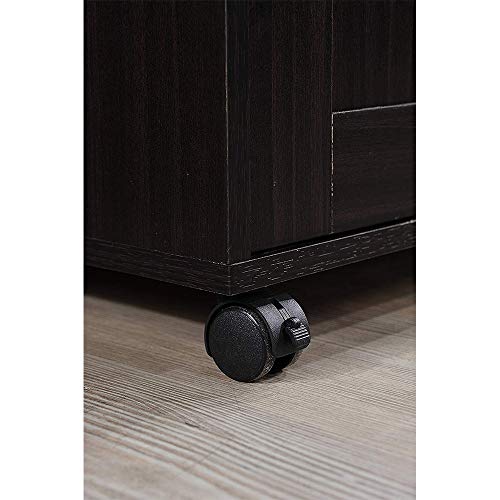 Hodedah Rolling Wood Kitchen Island Cart with Spice Rack, Towel Rack, Utensil Drawer plus Cabinet, White with Beech Top