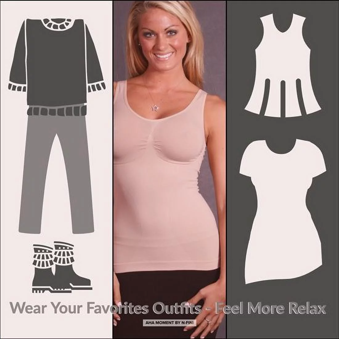 Aha Moment by n-fini 572 Women's Plus Shapewear Tank Top Non-padded Wire-free Bra Large/2X Black