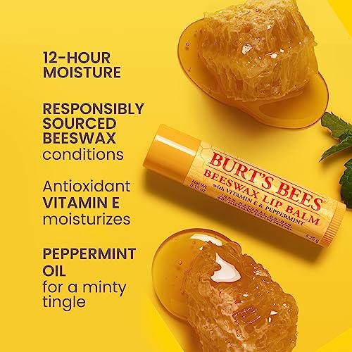 Burt's Bees Stocking Stuffers, Lip Balm Beeswax and Ultra Conditioning Lip Balm Pack, Hydrating Lip Moisturizer with Kokum and Shea Butter, Natural Origin Lip Care, 4 Tubes, 0.15oz.