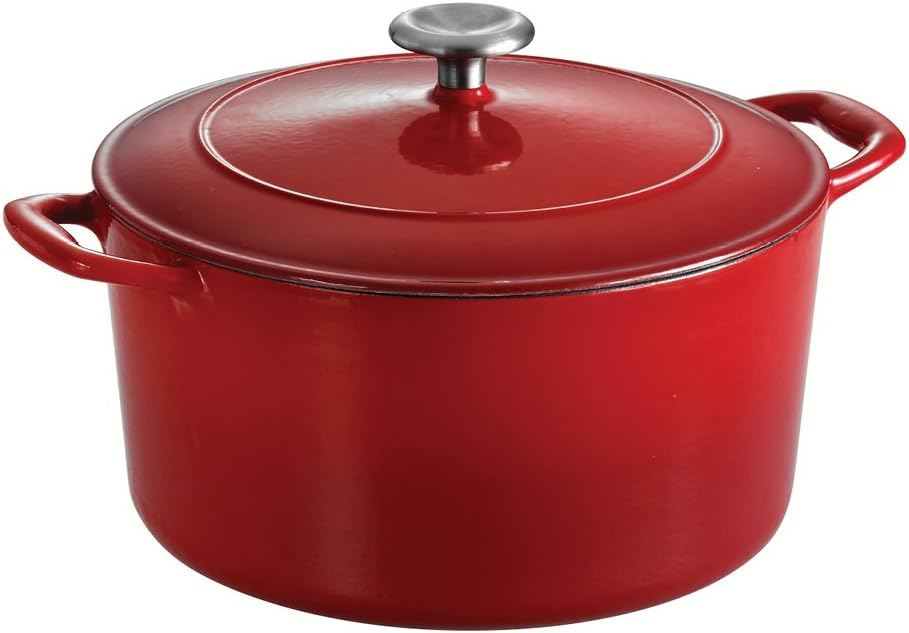 Tramontina Covered Round Dutch Oven Enameled Cast Iron 6.5-Quart, Gradated Red, 80131/048DS