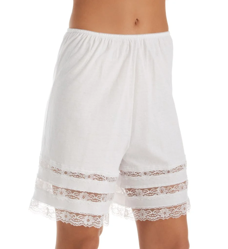 Women's Shadowline 3386 Adjustable Cotton Knit Culottes (White L)