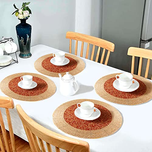 Light & Pro Farmhouse Beaded Placemats 13 Inch Round Set of 4 - Decorative Glitz Christmas Beaded Charger Hand Made by Skilled Artisans - A Beautiful Complement to Your Dinner Table Décor - Gold