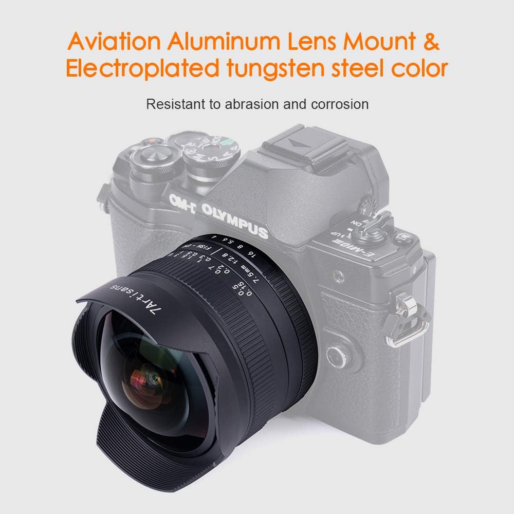 7artisans 7.5mm F2.8 II V2.0 Fisheye Lens with 190° Angle of View, Compatible with Olympus and Panasonic MFT M4/3 Mount Cameras