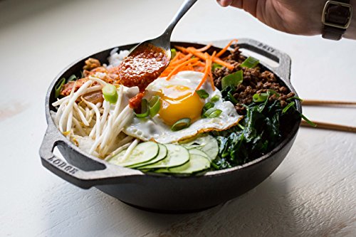 Lodge Pre-Seasoned Cast Iron Mini WOK - Dual Assist Handle - Use in the Oven, on the Stove, or on the Grill - 6.25 Inch