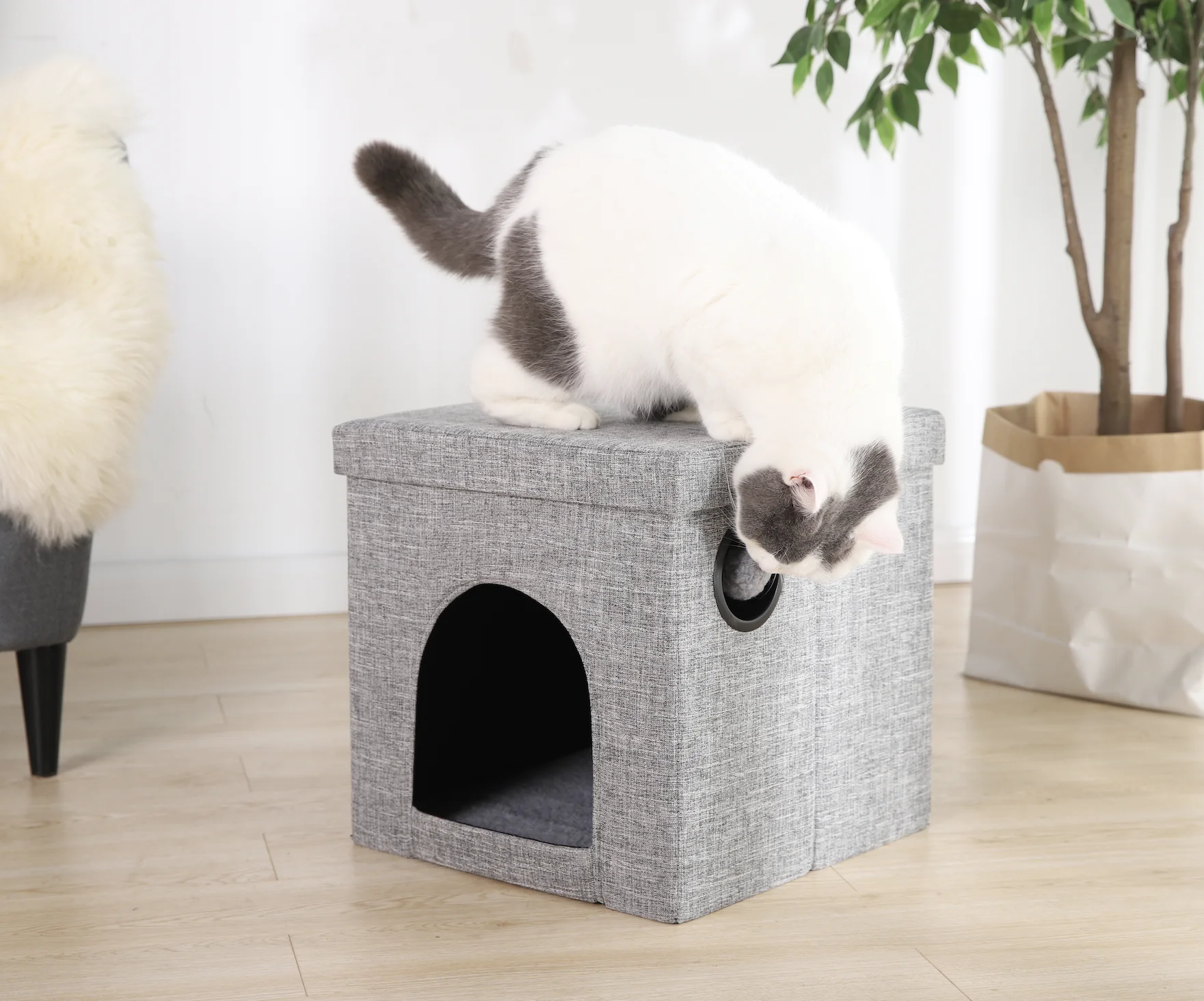 Vibrant Life Small Cat Cube Condo, Gray, 15