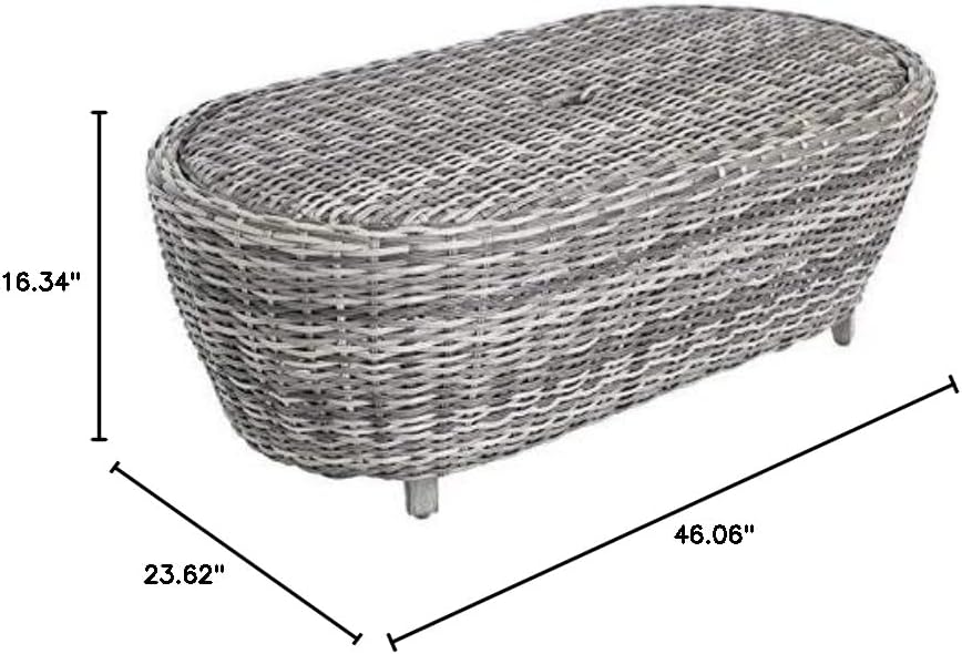 Sonoma Modern Outdoor Wicker Oval Coffee Table with Storage: All-Weather, Durable and Stylish Patio Furniture for Outdoor Living Spaces