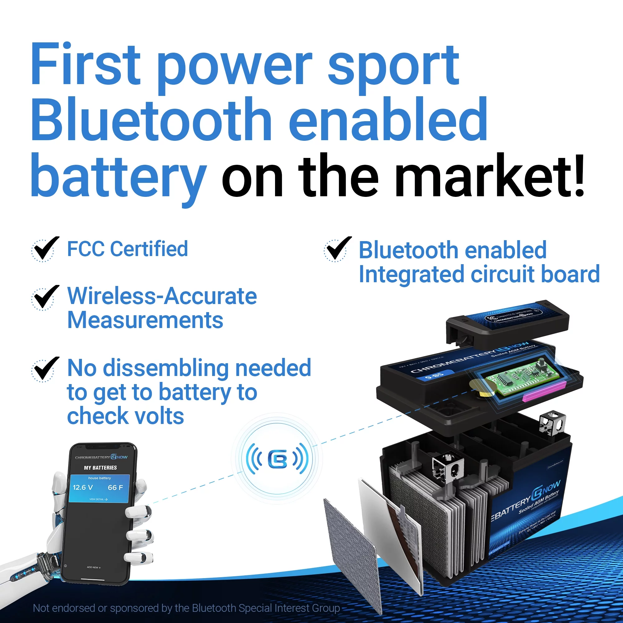 Chrome Battery Now Ytx20l-bs (20l-bs 12 Volt,18 Ah, 270 Cca) Intelligent Wireless Smartphone Connectivity AGM Battery for Personal Watercraft - Kawasaki Jet Ski 1200 Jh1200-a, B Ultra 150 Years (1999 - 2005)