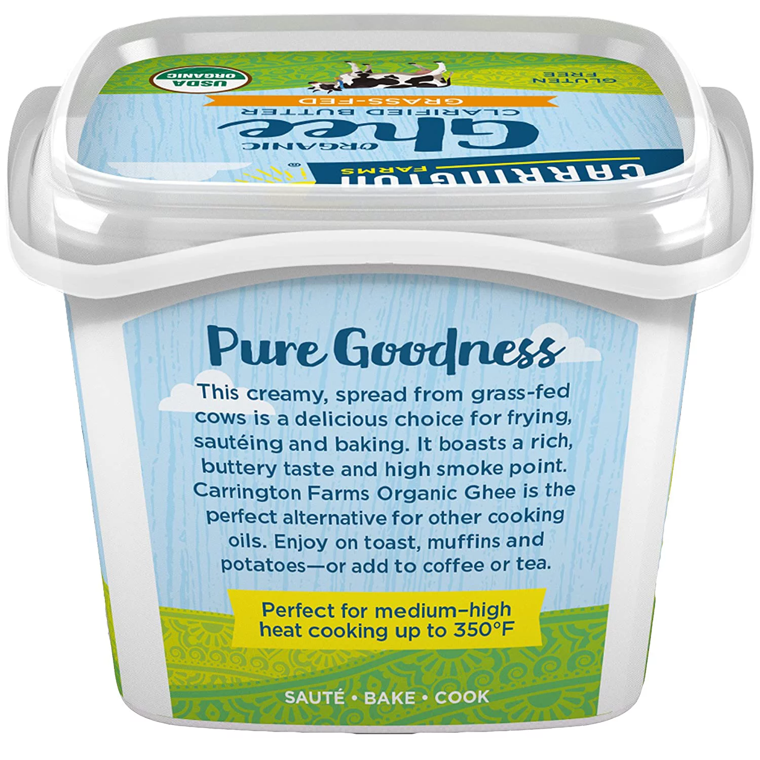 Carrington Farms Organic Ghee Clarified Butter Grass Fed 12 fl oz Pack of 2