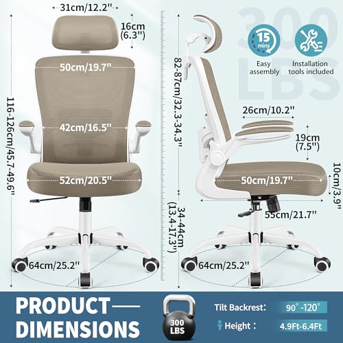 FelixKing Ergonomic Office Chair, Headrest Desk Chair with Adjustable Lumbar Support, Home Office Swivel Task Chair with High Back and Armrest, Adjustable Height Gaming Chair(Black)