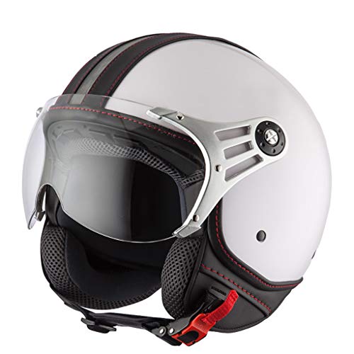 Adult Motorcycle Helmet,Retro Open Face Helmet,with Visor Men Women 3/4 Vintage Jet Half Face Motorbike Helmet DOT/ECE Approved for ATV Moped Scooter Rider Adventure Bike Riding Cruiser