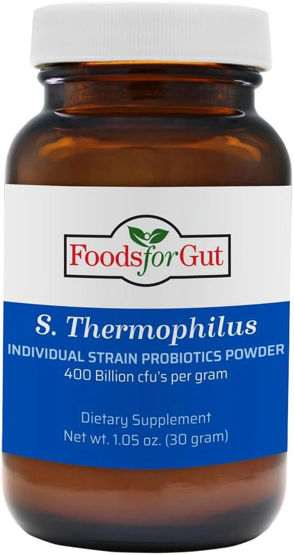 Foods For Gut Streptococcus Thermophilus Probiotic Powder 400 Billion cfu's 30 Gram | Digestive & Immune Support | High Potency | S. Thermophilus
