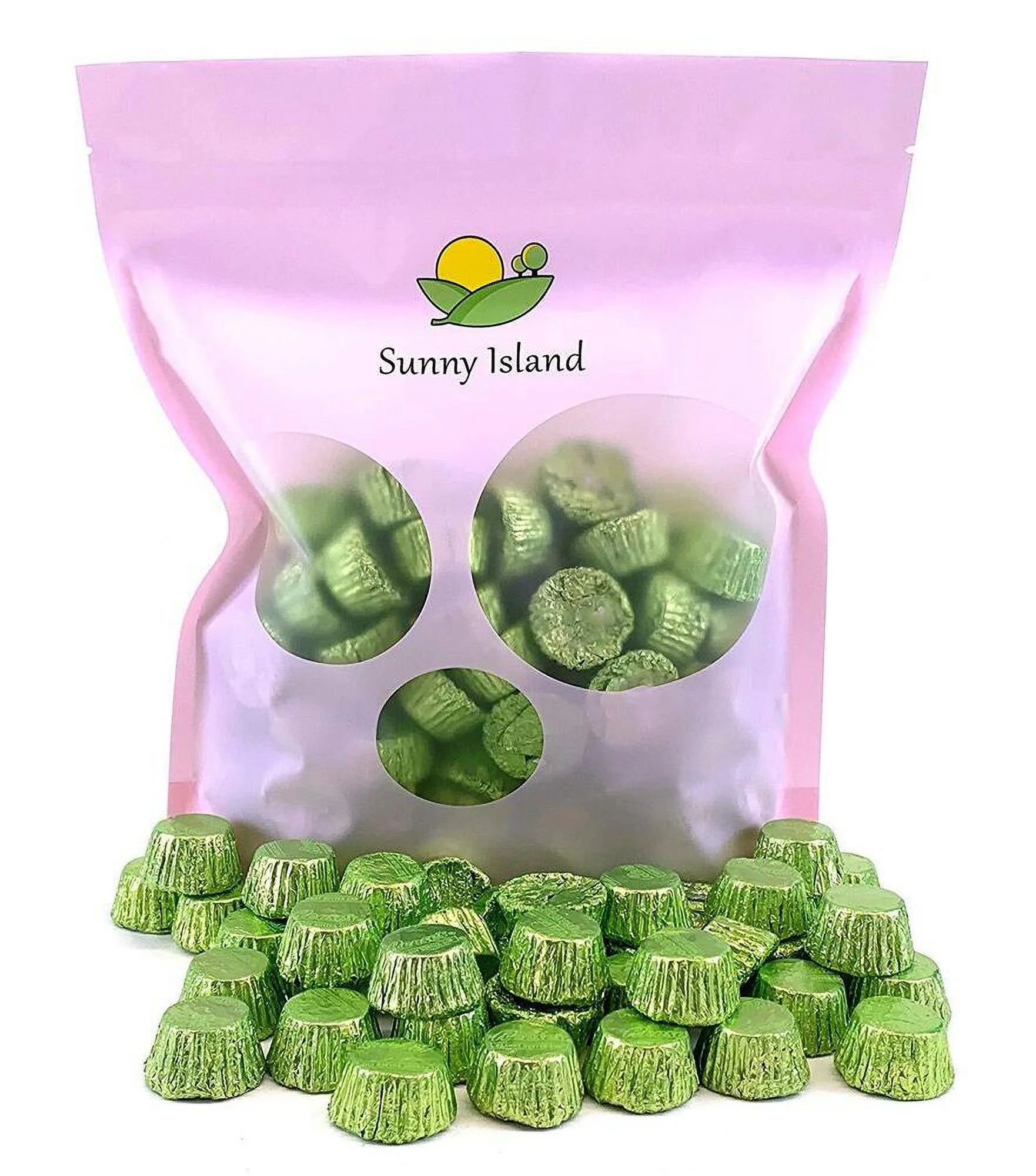 REESES Miniatures Milk Chocolate Peanut Butter Candy Light Green Foil, 2-Pound