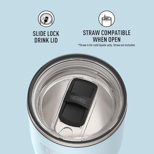 THERMOS ICON SERIES, Stainless Steel Cold Tumbler with Slide Lock, 24 Ounce, Sandstone