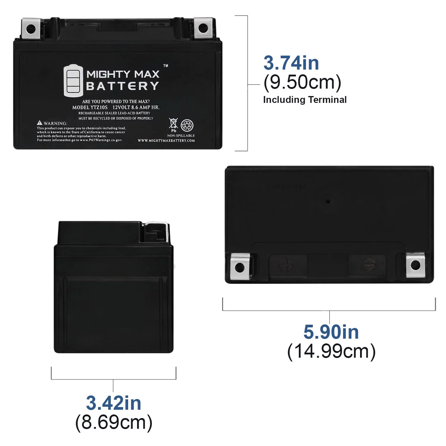 YTZ10S 12V 8.6AH Battery Replaces Kawasaki 650 Vulcan S ABS 15-19