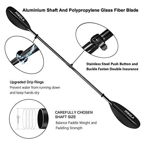 Kayak Paddle 4 Pieces Aluminum Shaft and PP Blade Floating 86.6in/220cm, 90.5inch/230cm Lightweight Oars